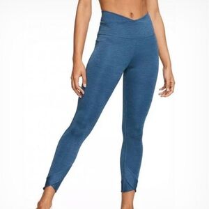 NIKE Heather Blue Yoga Wrap 7/8 Tight Crossover Waist Active Leggings‎ Size S